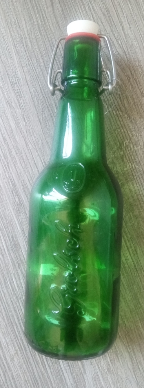 Green Embossed Swing-Top Glass Bottle Décor